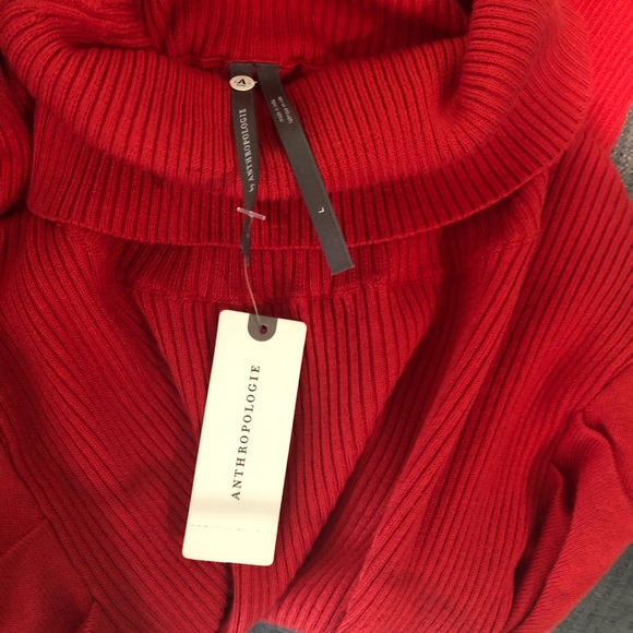 Anthropologie Cecilia Red Puff Sleeve Rib Sweater - Picture 7 of 7